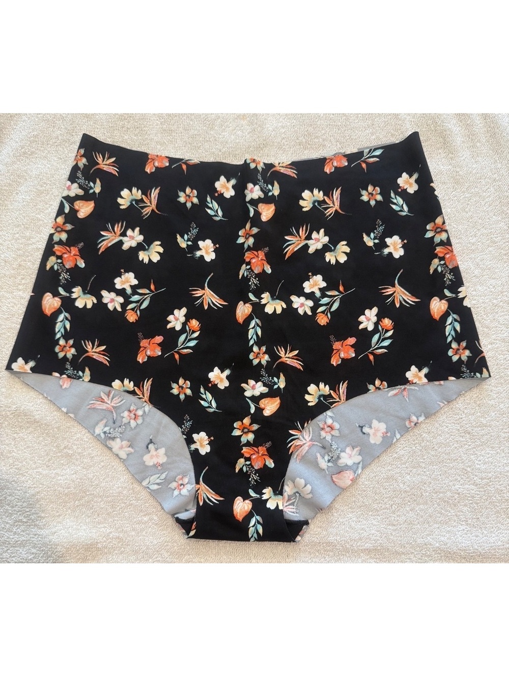 Victoria's Secret Black Floral High-Waist Brief Panty M NWT